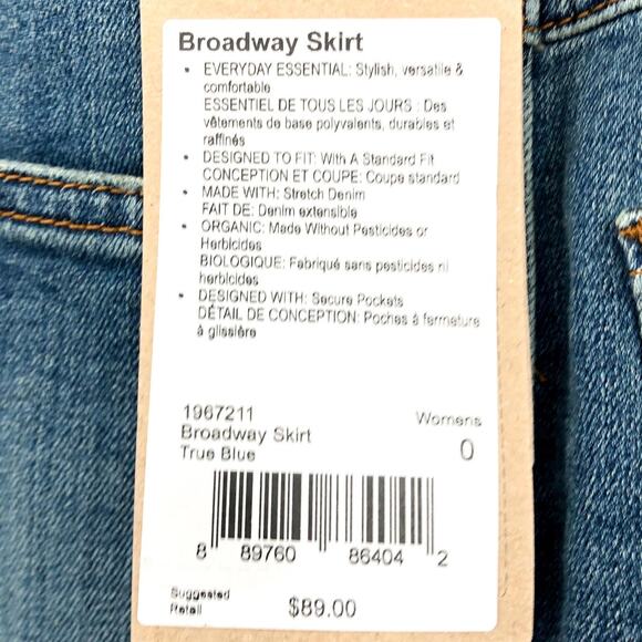 PRANA Women's Broadway Denim Pencil Skirt Size 0 True Blue Organic Stretch NWT - Picture 9 of 11